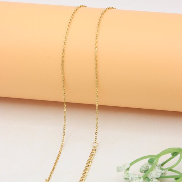 Golden Y-Shape Necklace with Drop Charm Adjustable Chain, XPNL0373 - Picture 9 of 12